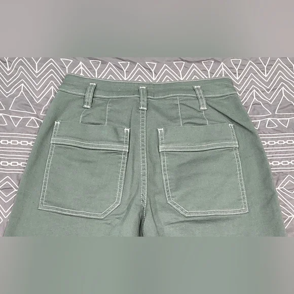 Maeve Stitched Olive Green High Rise Wide Leg Jeans Size 25 - Picture 4 of 10